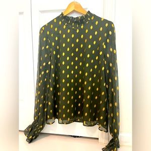 Olive green with gold specs lined boat neck top